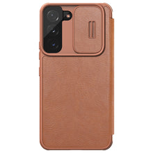 Заредете изображение във визуализатора на галерията – Nillkin Qin Leather Pro Case Case for Samsung Galaxy S22 + (S22 Plus) Camera Protector Holster Cover Flip Cover Brown - TopMag
