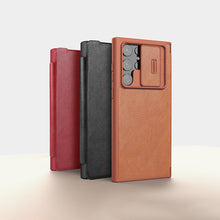 Заредете изображение във визуализатора на галерията – Nillkin Qin Leather Pro Case Case For Samsung Galaxy S22 Ultra Camera Protector Holster Cover Flip Cover Black - TopMag
