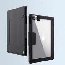 Заредете изображение във визуализатора на галерията – Nillkin Bumper Leather Case Pro Armored Smart Cover with Camera Case and Stand for iPad Pro 12.9 '' 2021/2020 Black - TopMag
