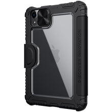 Заредете изображение във визуализатора на галерията – Nillkin Bumper Leather Case Pro armored Smart Cover with camera cover and iPad mini 2021 stand black - TopMag
