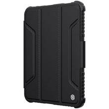 Заредете изображение във визуализатора на галерията – Nillkin Bumper Leather Case Pro armored Smart Cover with camera cover and iPad mini 2021 stand black - TopMag
