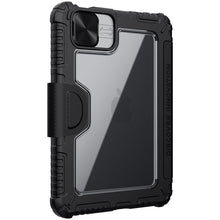 Заредете изображение във визуализатора на галерията – Nillkin Bumper Leather Case Pro armored Smart Cover with camera cover and iPad mini 2021 stand black - TopMag
