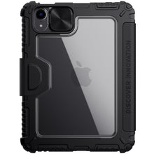 Заредете изображение във визуализатора на галерията – Nillkin Bumper Leather Case Pro armored Smart Cover with camera cover and iPad mini 2021 stand black - TopMag
