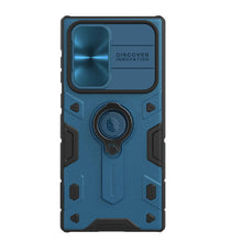 Заредете изображение във визуализатора на галерията – Nillkin CamShield Armor Case Case for Samsung Galaxy S22 Ultra Armor Cover Housing Stand Ring Holder Blue - TopMag
