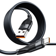 Заредете изображение във визуализатора на галерията – Joyroom USB cable - USB Type C for fast charging / data transmission 6A 1m black (S-1060M12) - TopMag
