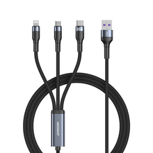 Заредете изображение във визуализатора на галерията – Joyroom 3in1 USB cable - USB Type C / micro USB / Lightning 66W 6A 1.2m black (S-1260G5) - TopMag
