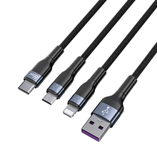 Заредете изображение във визуализатора на галерията – Joyroom 3in1 USB cable - USB Type C / micro USB / Lightning 66W 6A 1.2m black (S-1260G5) - TopMag
