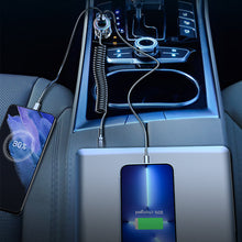 Заредете изображение във визуализатора на галерията – Joyroom fast car charger 3 in 1 with USB Type C cable 1.5m 55W black (JR-CL07) - TopMag

