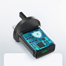 Заредете изображение във визуализатора на галерията – Ugreen UK wall charger (United Kingdom) USB-A QC3.0 18W black (CD122)
