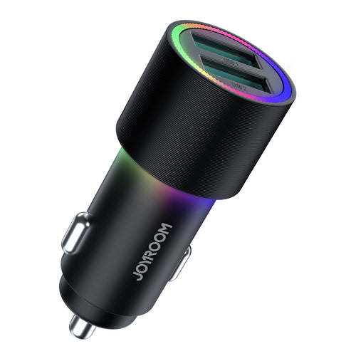 Joyroom car charger 2 x USB with backlight 24W black (JR-CL10) - TopMag