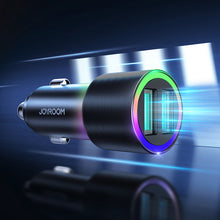 Заредете изображение във визуализатора на галерията – Joyroom car charger 2 x USB with backlight 24W black (JR-CL10) - TopMag
