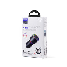Заредете изображение във визуализатора на галерията – Joyroom car charger 2 x USB with illumination 24W + power cable 3in1 USB Type C / micro USB / Lightning 1.2m black (JR-CL10) - TopMag
