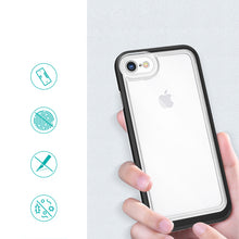Заредете изображение във визуализатора на галерията – Clear 3in1 case for iPhone SE 2022 / SE 2020 / iPhone 8 / iPhone 7 gel cover with frame black - TopMag
