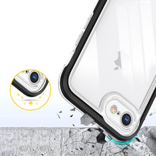 Заредете изображение във визуализатора на галерията – Clear 3in1 case for iPhone SE 2022 / SE 2020 / iPhone 8 / iPhone 7 gel cover with frame black - TopMag
