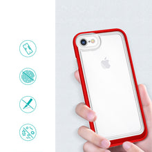 Заредете изображение във визуализатора на галерията – Clear 3in1 case for iPhone SE 2022 / SE 2020 / iPhone 8 / iPhone 7 gel cover with frame red - TopMag
