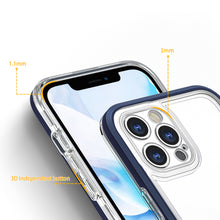Заредете изображение във визуализатора на галерията – Clear 3in1 case for iPhone 12 Pro blue frame gel cover - TopMag
