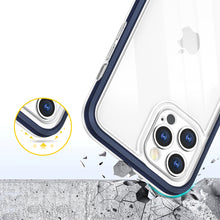 Заредете изображение във визуализатора на галерията – Clear 3in1 case for iPhone 12 Pro blue frame gel cover - TopMag
