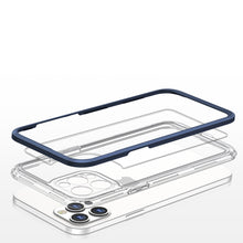 Заредете изображение във визуализатора на галерията – Clear 3in1 case for iPhone 12 Pro Max blue frame gel cover - TopMag
