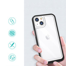 Заредете изображение във визуализатора на галерията – Clear 3in1 case for iPhone 13 mini gel cover with frame black - TopMag
