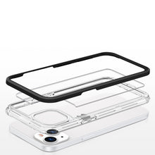 Заредете изображение във визуализатора на галерията – Clear 3in1 case for iPhone 13 mini gel cover with frame black - TopMag
