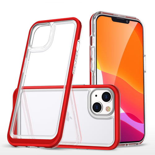 Clear 3in1 Case for iPhone 13 Frame Cover Gel Red - TopMag