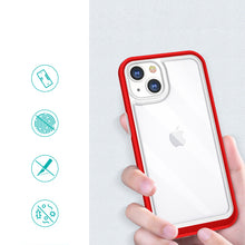 Заредете изображение във визуализатора на галерията – Clear 3in1 Case for iPhone 13 Frame Cover Gel Red - TopMag
