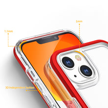 Заредете изображение във визуализатора на галерията – Clear 3in1 Case for iPhone 13 Frame Cover Gel Red - TopMag

