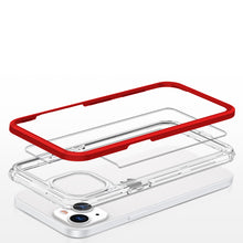 Заредете изображение във визуализатора на галерията – Clear 3in1 Case for iPhone 13 Frame Cover Gel Red - TopMag
