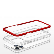 Заредете изображение във визуализатора на галерията – Clear 3in1 Case for iPhone 13 Pro Max Frame Cover Gel Red - TopMag

