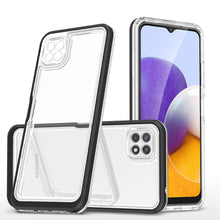 Заредете изображение във визуализатора на галерията – Clear 3in1 Case for Samsung Galaxy A22 5G Frame Gel Cover Black - TopMag
