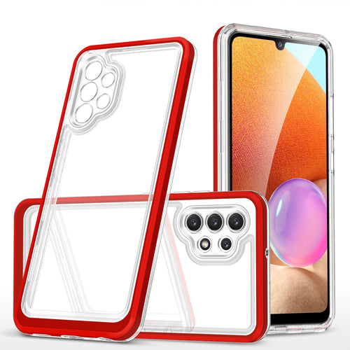 Clear 3in1 Case for Samsung Galaxy A32 5G Frame Gel Cover Red - TopMag