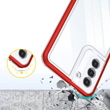 Заредете изображение във визуализатора на галерията – Clear 3in1 Case for Samsung Galaxy S21 + 5G (S21 Plus 5G) Frame Gel Cover Red - TopMag
