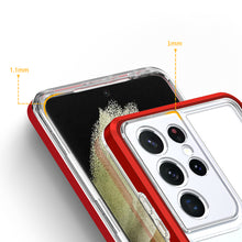 Заредете изображение във визуализатора на галерията – Clear 3in1 Case for Samsung Galaxy S21 Ultra 5G Frame Gel Cover Red - TopMag

