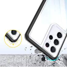Заредете изображение във визуализатора на галерията – Clear 3in1 Case for Samsung Galaxy S22 Ultra Frame Gel Cover Black - TopMag
