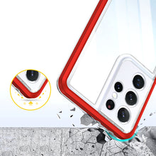 Заредете изображение във визуализатора на галерията – Clear 3in1 Case for Samsung Galaxy S22 Ultra Frame Gel Cover Red - TopMag
