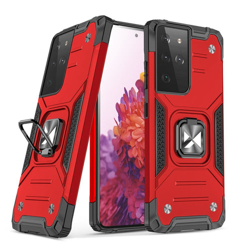 Wozinsky Ring Armor tough hybrid case cover + magnetic holder for Samsung Galaxy S22 Ultra red - TopMag