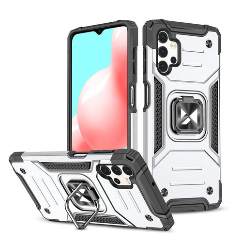 Wozinsky Ring Armor tough hybrid case cover + magnetic holder for Samsung Galaxy A73 silver - TopMag