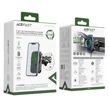 Заредете изображение във визуализатора на галерията – Acefast D18 car holder with MagSafe / Qi inductive charger + USB-A USB-C cable - black

