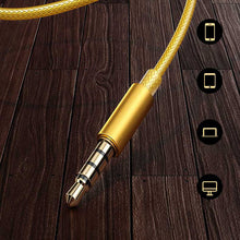 Заредете изображение във визуализатора на галерията – WK Design Sakin Series headphones headset with remote control and microphone 3.5 mm mini jack gold (YC05) - TopMag
