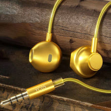 Заредете изображение във визуализатора на галерията – WK Design Sakin Series headphones headset with remote control and microphone 3.5 mm mini jack gold (YC05) - TopMag
