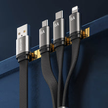 Заредете изображение във визуализатора на галерията – WK Design 3-in-1 cable for fast charging / USB data transmission - USB Type C / Lightning / micro USB 6A white (WDC-157th) - TopMag
