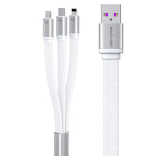 Заредете изображение във визуализатора на галерията – WK Design 3-in-1 cable for fast charging / USB data transmission - USB Type C / Lightning / micro USB 6A white (WDC-157th) - TopMag

