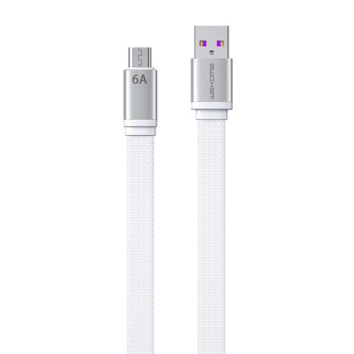WK Design King Kong 2nd Gen series flat USB - micro USB cable for fast charging / data transmission 6A 1.3m white (WDC-156) - TopMag