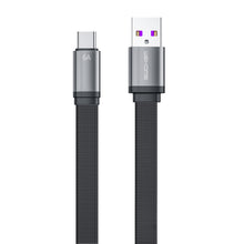 Заредете изображение във визуализатора на галерията – WK Design King Kong 2nd Gen series flat USB - USB Type C cable for fast charging / data transmission 6A 1.3m black (WDC-156a) - TopMag
