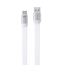 Заредете изображение във визуализатора на галерията – WK Design King Kong 2nd Gen series flat USB - USB Type C cable for fast charging / data transmission 6A 1.3m white (WDC-156a) - TopMag
