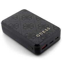 Заредете изображение във визуализатора на галерията – Guess Powerbank 18W GUPB10DP4GEGK 10000mAh black/black 4G Leather Metal Logo
