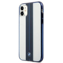 Заредете изображение във визуализатора на галерията – Etui BMW BMHCN61PCUMRSTNA iPhone 11 6,1" / Xr transparent hardcase Middle Stripe Navy - TopMag
