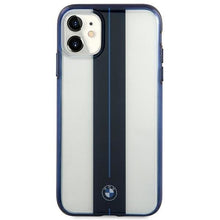 Заредете изображение във визуализатора на галерията – Etui BMW BMHCN61PCUMRSTNA iPhone 11 6,1" / Xr transparent hardcase Middle Stripe Navy - TopMag
