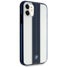 Заредете изображение във визуализатора на галерията – Etui BMW BMHCN61PCUMRSTNA iPhone 11 6,1" / Xr transparent hardcase Middle Stripe Navy - TopMag
