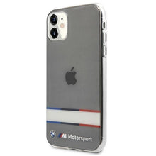 Заредете изображение във визуализатора на галерията – Etui BMW BMHCN61SHTWK iPhone 11 6,1" / Xr transparent hardcase Tricolor Stripes - TopMag
